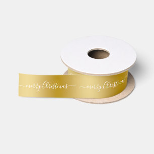 Einfacher goldener Hintergrund Frohe Weihnachten W Satinband