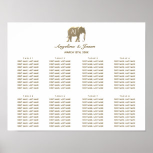 Einfacher goldener Hochzeitssitzplan Poster