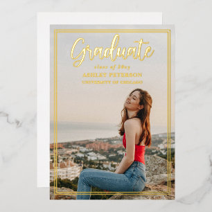Einfacher Goldschrift-Rahmen Foto-Abschlussfolie E Folieneinladung