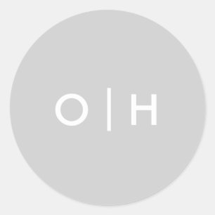 Einfacher, grauer Rundaufkleber   Initialen/Monogr Runder Aufkleber