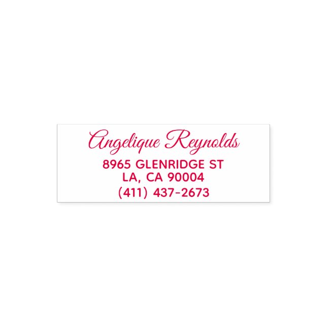 Einfacher Great Vibes Return Address and Phone Permastempel (Design)