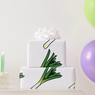 Einfacher Grüner Lauch Gemüse Geschenkpapier
