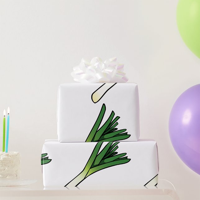 Einfacher Grüner Lauch Gemüse Geschenkpapier (Von Creator hochgeladen)