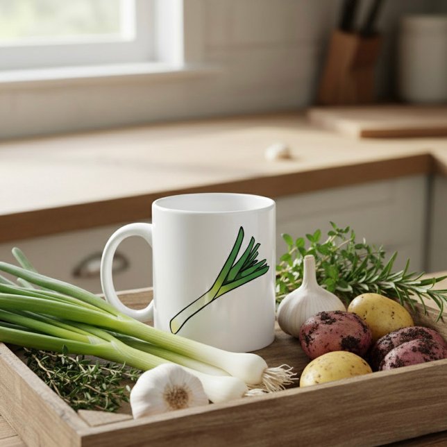 Einfacher Grüner Lauch Gemüse Kaffeetasse (Von Creator hochgeladen)