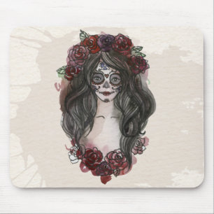Einfacher Hand-drawn Dia de Los Muertos   Mousepad