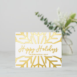 Einfacher Happy Holidays Snowflake Business Gold Folien Feiertagspostkarte
