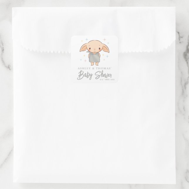 Einfacher Harry Potter - Dobby Baby Shower Quadratischer Aufkleber (Tasche)