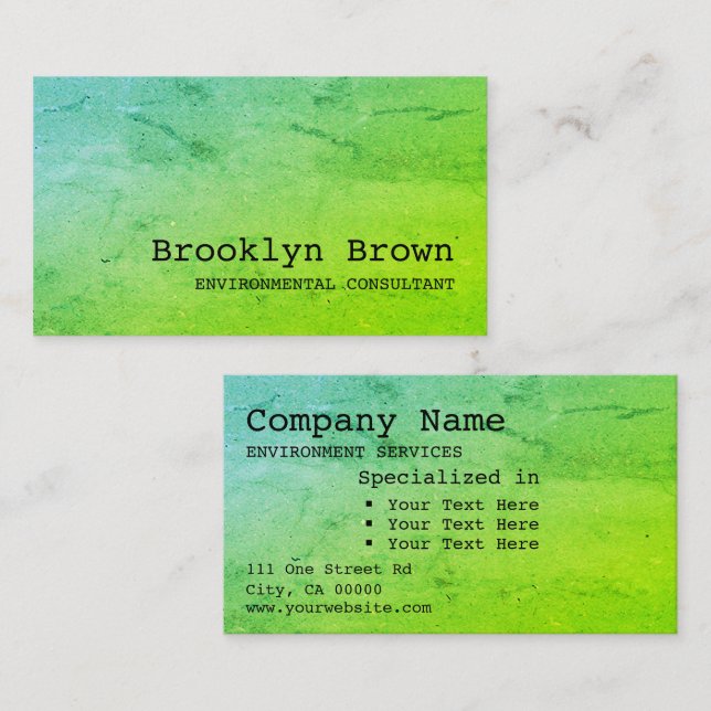Einfacher, heller grüner Marmor mit Marmor Chic Visitenkarte (Vorne/Hinten)