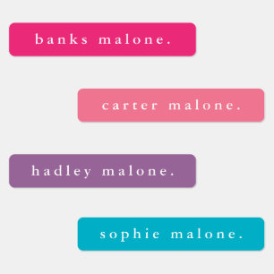 Einfacher, heller Regenbogen Waterproof Name Etiketten