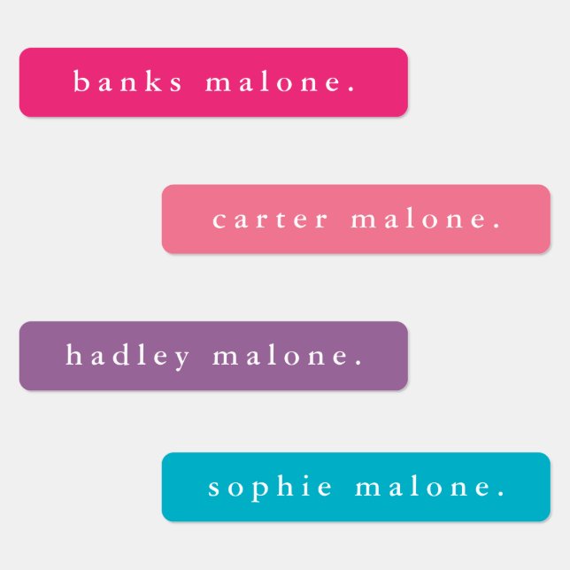 Einfacher, heller Regenbogen Waterproof Name Etiketten (Gruppe)