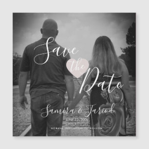 Einfacher Herz-Rosa-Script Save-the-Date-Magnet Magnetkarte