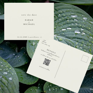 Einfacher Hochzeits-QR-Code Gelb Save the Date Postkarte