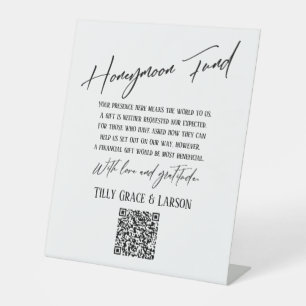 Einfacher Hochzeitsgeschenk-QR-Code Weiße Typograf Sockelschild