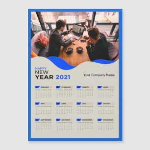 Einfacher Kalender 2021 Firmenname mit Foto Magnetkarte