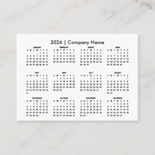Einfacher Kalender 2026 Firmenname Visitenkarte