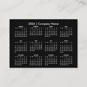 Einfacher Kalender 2026 Firmenname Visitenkarte