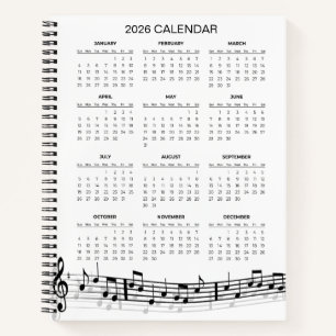 Einfacher Kalender 2026 mit Noten Notizbuch