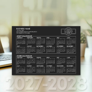 Einfacher Kalender 2027 2028 - Geschäft-Logo und I Feiertagskarte