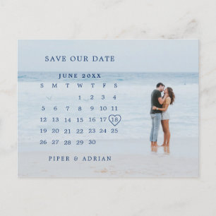 Einfacher Kalender Foto Hochzeit Termin vormerken Ankündigungspostkarte