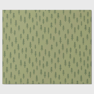 Einfacher Kiefernwald im Winter in Fern-Sage-Grün Geschenkpapier
