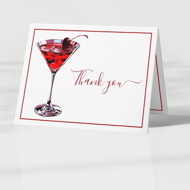 Einfacher Kirsch-Cocktail-Martini  Dankeskarte (Von Creator hochgeladen)