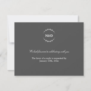 Einfacher Kranz Anfangs grau Hochzeit RSVP Antwort Einladung