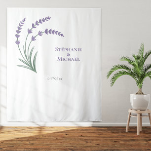 Einfacher Lavendel-Hochzeits-Fotobooth-Hintergrund Wandteppich