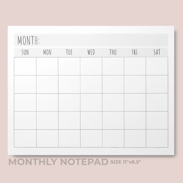 Einfacher leerer monatlicher Kalender-Gitter-Plane Notizblock (Von Creator hochgeladen)