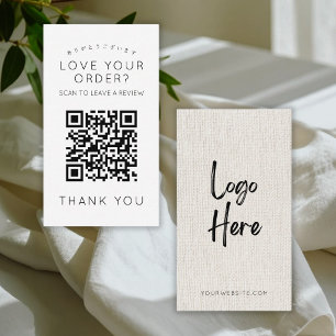 Einfacher Leinen-Logo-QR-Code Hinterlasse eine Bew Visitenkarte