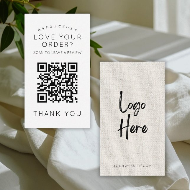 Einfacher Leinen-Logo-QR-Code Hinterlasse eine Bew Visitenkarte (Von Creator hochgeladen)