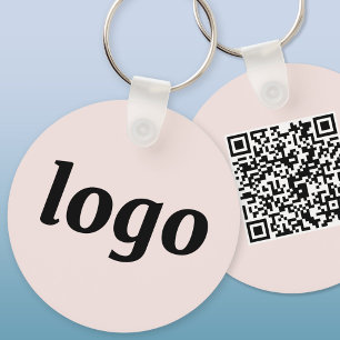 Einfacher Logo-QR-Code Business Blush Rosa Schlüsselanhänger