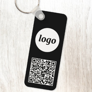 Einfacher Logo-QR-Code Business Schwarz-Weiß Schlüsselanhänger