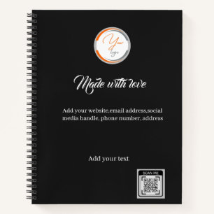 Einfacher Logo-QR-Code Business weiß Notizbuch