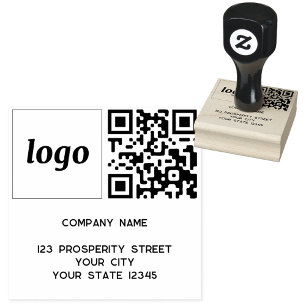 Einfacher Logo-QR-Code Firmen-Rücksendeadresse Gummistempel