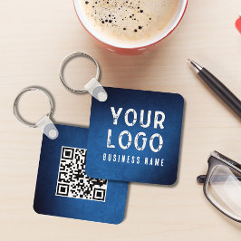 Einfacher Logo-QR-Code Werbe- Blau-Verlauf Schlüsselanhänger