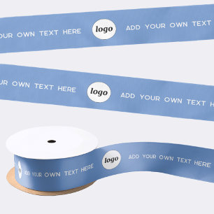Einfacher Logo-Text Blaues WerbeBranding Satinband