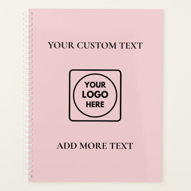 Einfacher Logo-Text Blush-Pink-Branding-Planer Planer (Vorderseite)