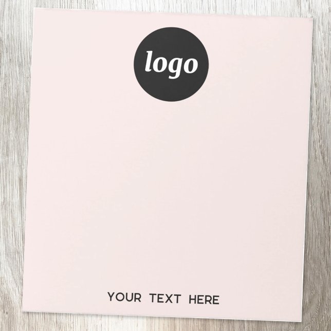 Einfacher Logo-Text Geschäftsfördernder Rosa-Ton Notizblock (Simple logo with custom text business branding promotional blush pink notepad)