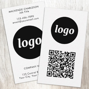 Einfacher Logo-Text-QR-Code im vertikalen Format Visitenkarte