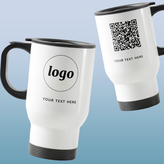 Einfacher Logo-Text und QR-Code-Werbung Reisebecher (Logo QR code custom text business promotional travel mug)