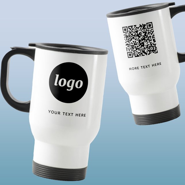 Einfacher Logo-Text und QR-Code-Werbung Reisebecher (Logo QR code custom text business promotional travel mug)