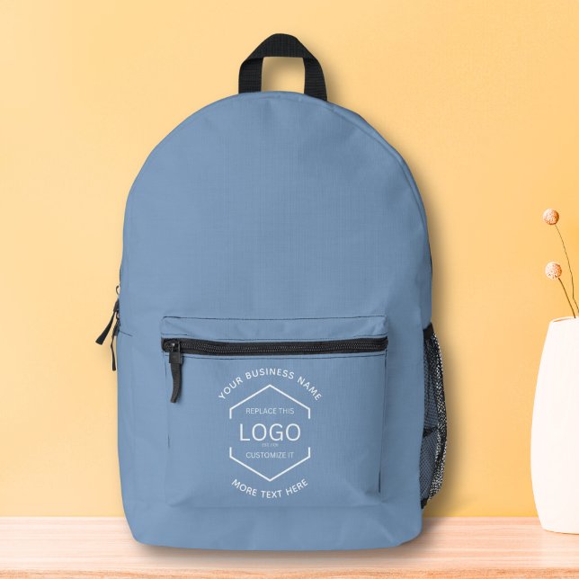 Einfacher Logo Text Werbeaktion Blau Bedruckter Rucksack (Von Creator hochgeladen)