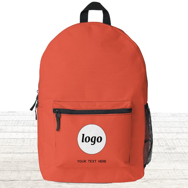 Einfacher Logo-Text Werbeaktion Orange Bedruckter Rucksack (Logo with custom text business promotional branding backpack)