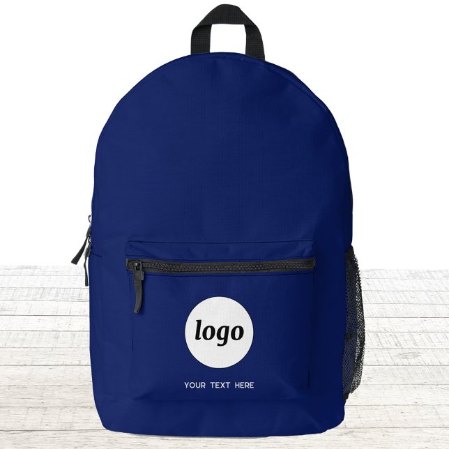 Einfacher Logo-Text Werbung Business Navy Blue Bedruckter Rucksack (Logo business branding promotional navy blue backpack)