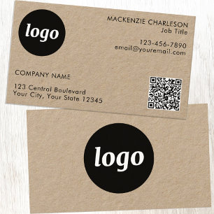 Einfacher Logo- und Text-QR-Code Kraft Visitenkarte