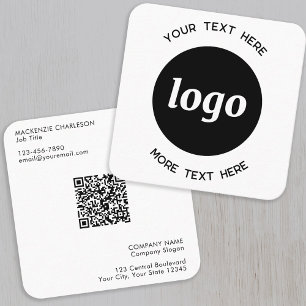 Einfacher Logo- und Text-QR-Code Quadratische Visitenkarte
