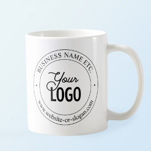 Einfacher Logoersatz & anpassbarer Text Weiß Kaffeetasse
