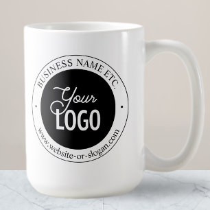 Einfacher Logoersatz & anpassbarer Text   Weiß Kaffeetasse