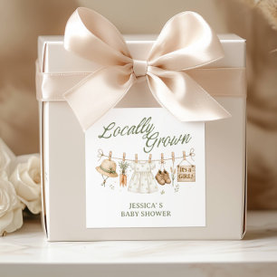 Einfacher lokal angebaute Farmer Market Baby GIRL  Quadratischer Aufkleber