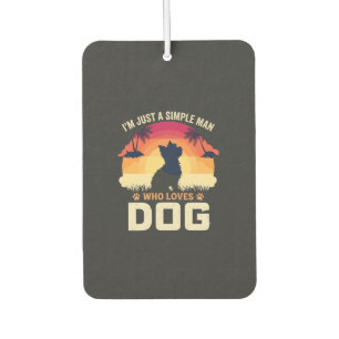 Einfacher Mann, der Hunde-Silhouette-Sonnenunterga Autolufterfrischer